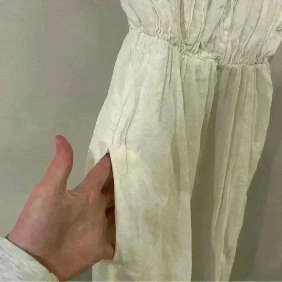 Abercrombie & Fitch Puff Strap Linen Blend Babydoll Mini White Dress Size XS - Picture 6 of 9